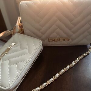 Bebe Cream Quilted Women's Crossbody Set